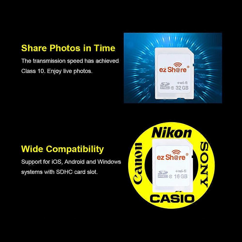 EZ share SD Card Wireless WiFi Share Card Flash Card Class 10 64GB Replacement for Canon/Nikon/Sony
