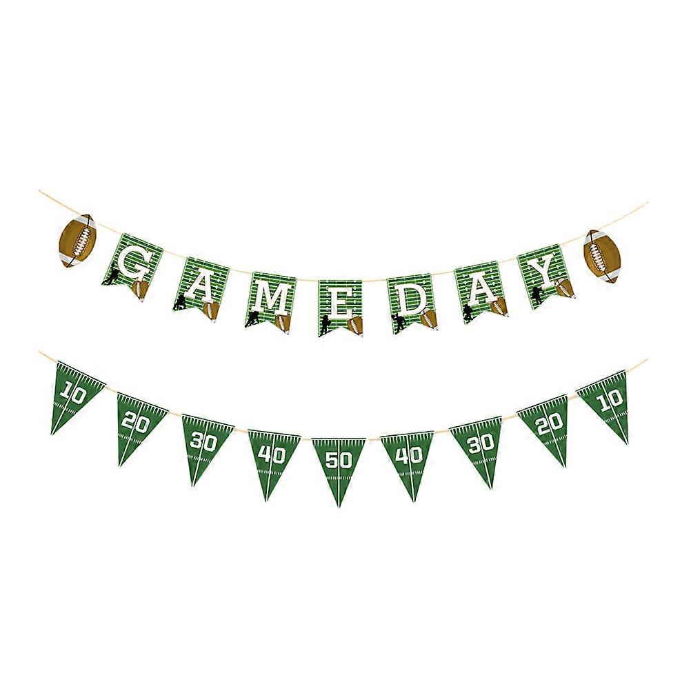Football Themed Party Decorations – 2pcs Eye Catching String Flags Banner for Walls, Windows & Tables – Create a Unique Atmosphere for Any Celebration