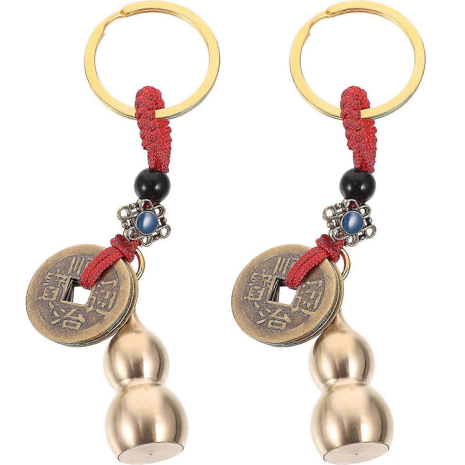 2Pcs Small Gourd Keychain Vintage Keychain Keepsake Antique Keychain Gourd Key Ring