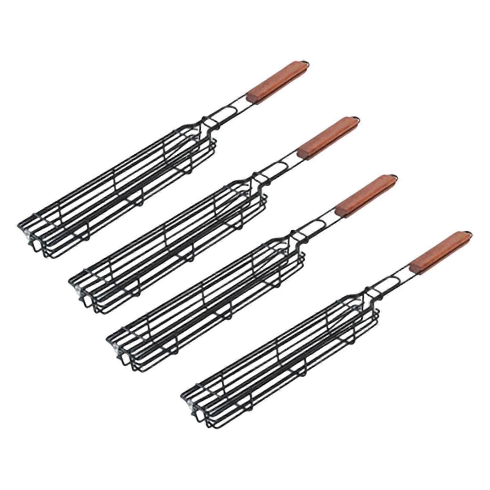 Kebab Grill Baskets Set of 4 for Seafood and Chicken Skewers, Non-Stick Stainless Steel, Easy Clean Cooking Tools