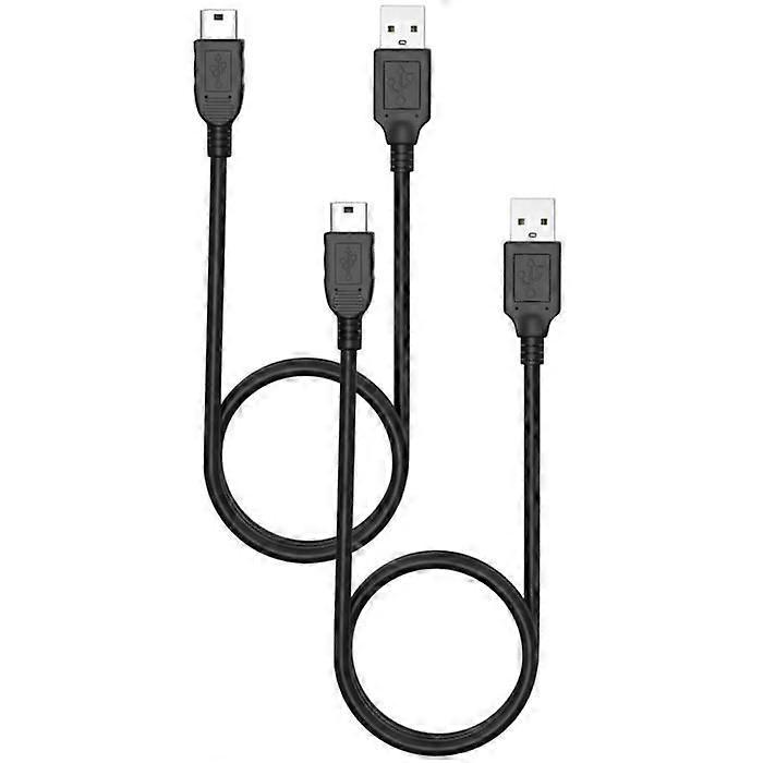 Lot of 2 cables for Olympus DS-3400/DS-3500/DS-700/DZ-100/E-1/E-3/E-300/E-5 - Black MINI USB/USB 2.0 1 Meter Phonillico®