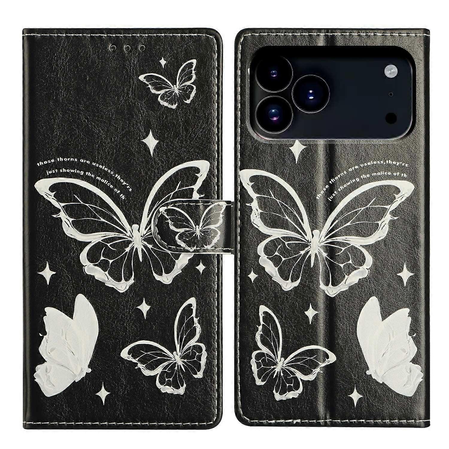 For iPhone 17 Pro Case Pattern Printing Wallet Stand Flip Leather Phone Cover with Strap