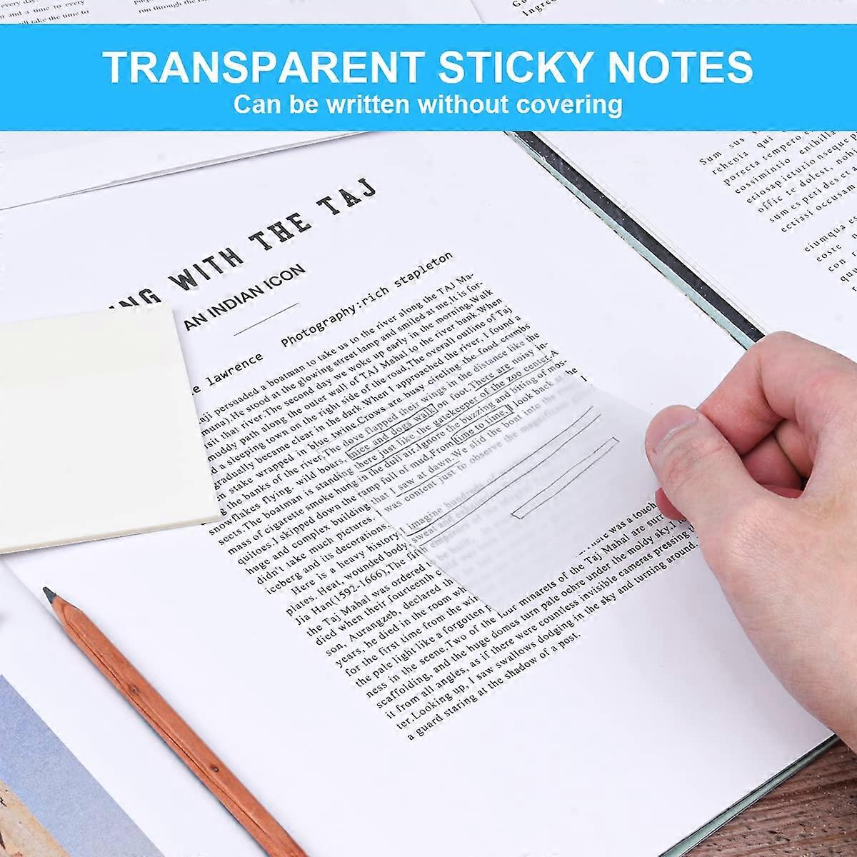 200Pcs Self-Stick Note Pads Clear Sticky Tabs Post it Notes Reminder Notes for Learning Transparent Sticky Notes 75*75mm