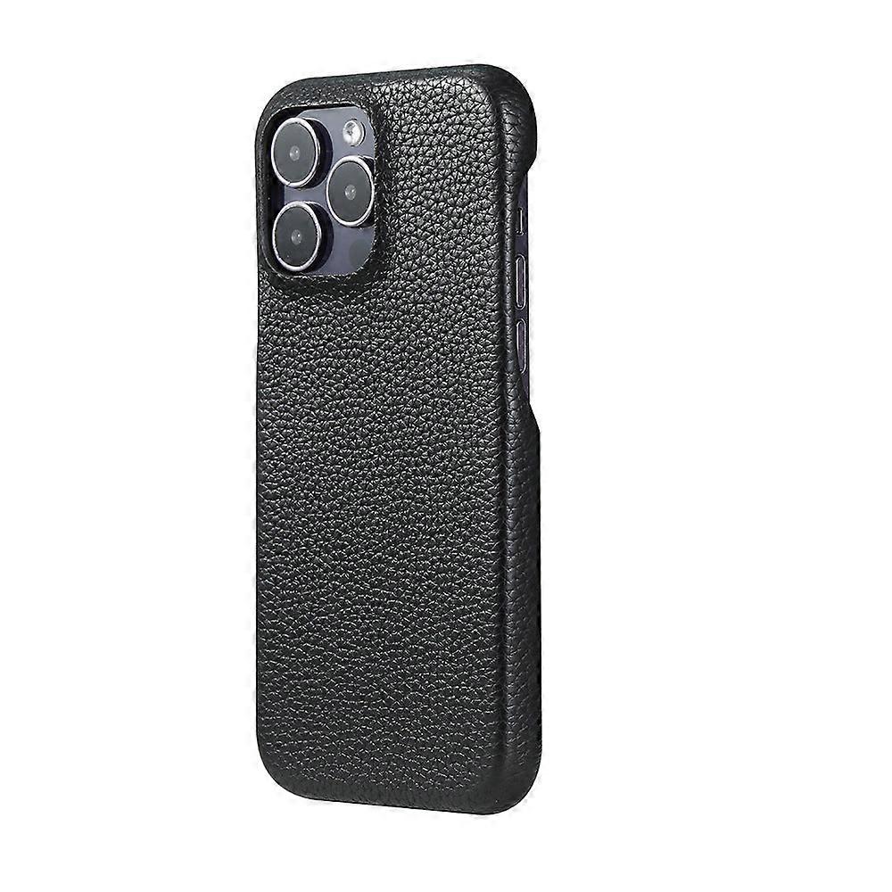 Veske Til Iphone 14 Pro Max Svart Litchi Mønster Solid Pu Lær Anti-Fall Beskyttelse