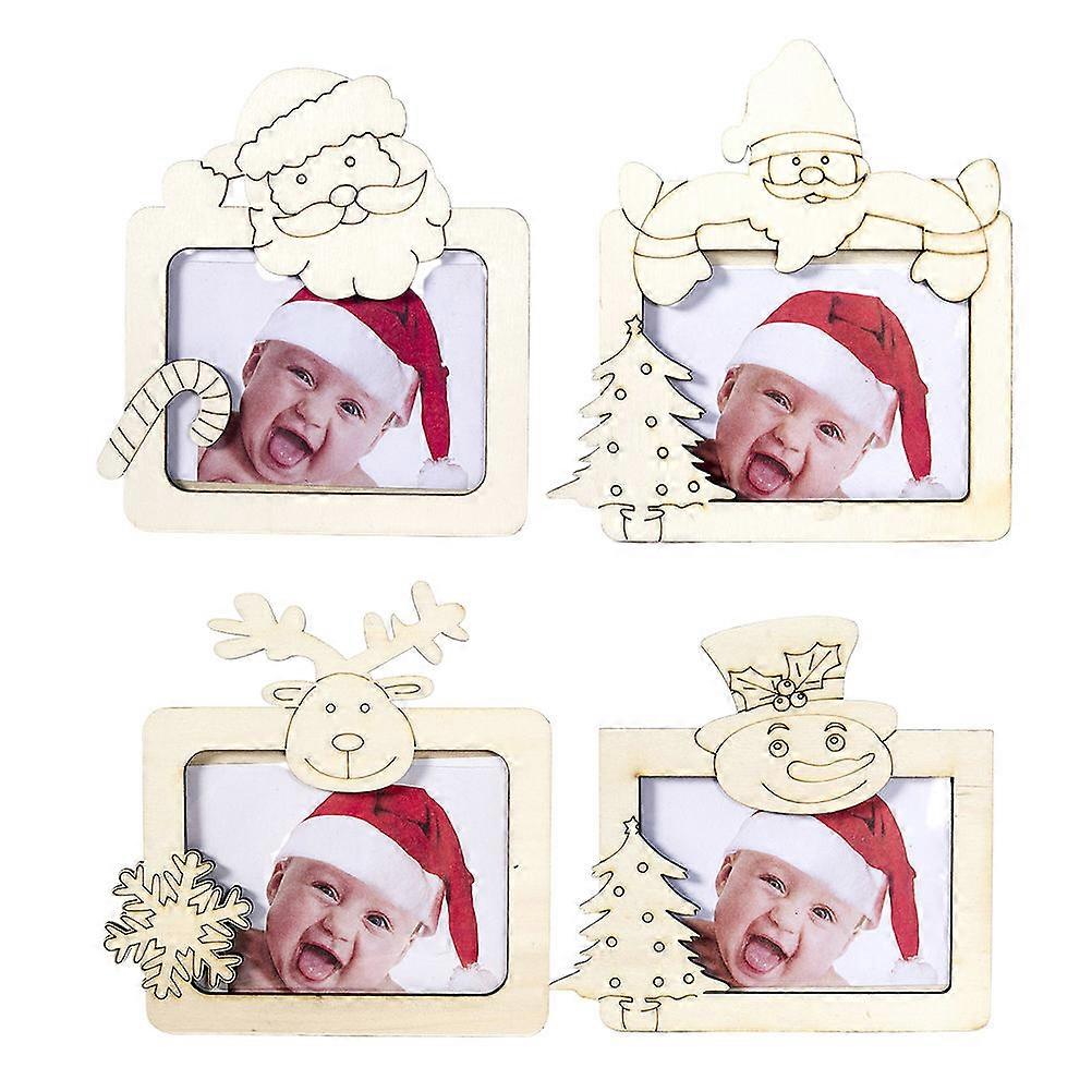 Cute Picture Frames Rectangular Xmas Tree Decor present Bamboo Material Family Picture Frame 4Pcs