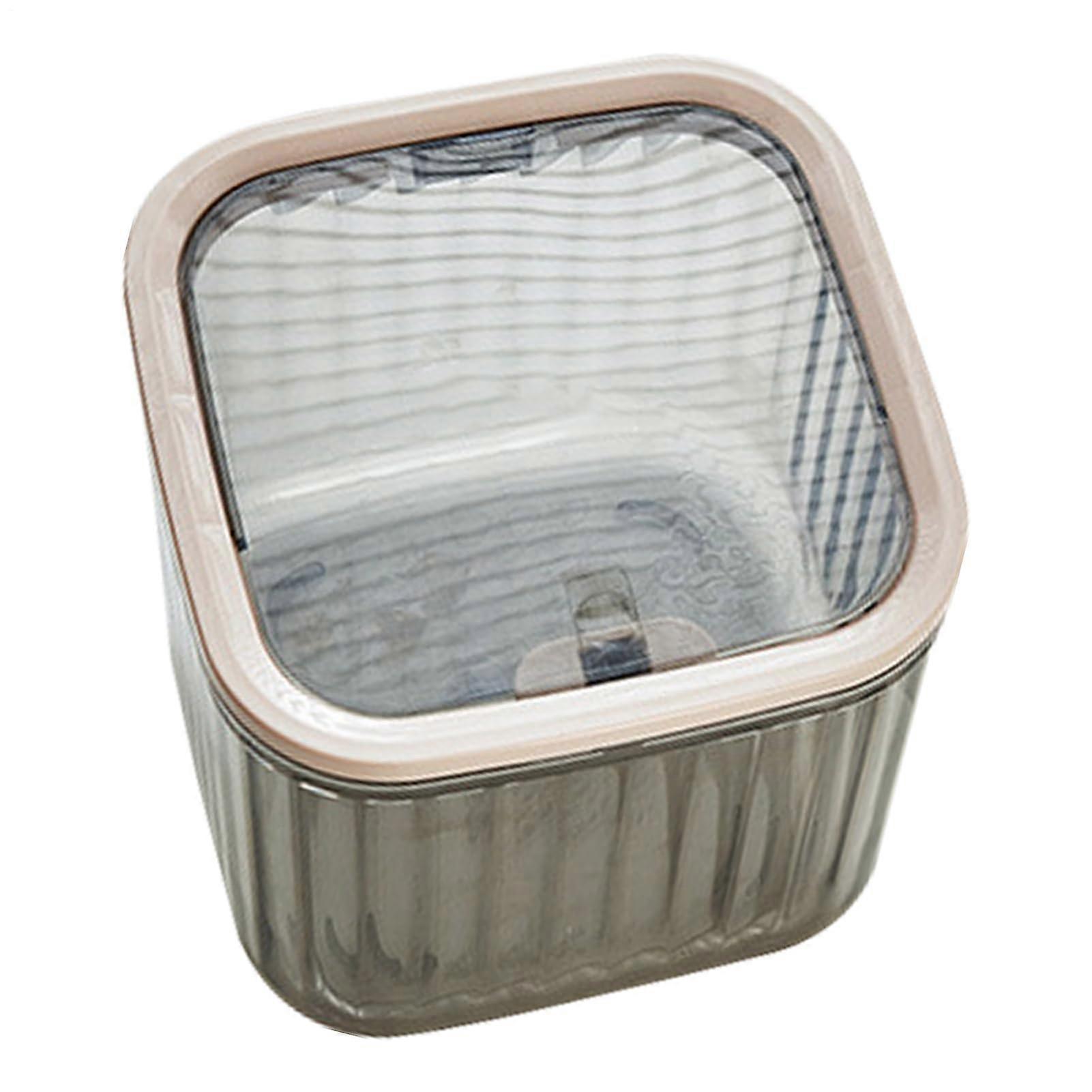 Versatile Small Desk Trash Can, Bin, Space-Saving Waste Basket, Transparent Grey For Bedroom, Study, Dorm, Vanity