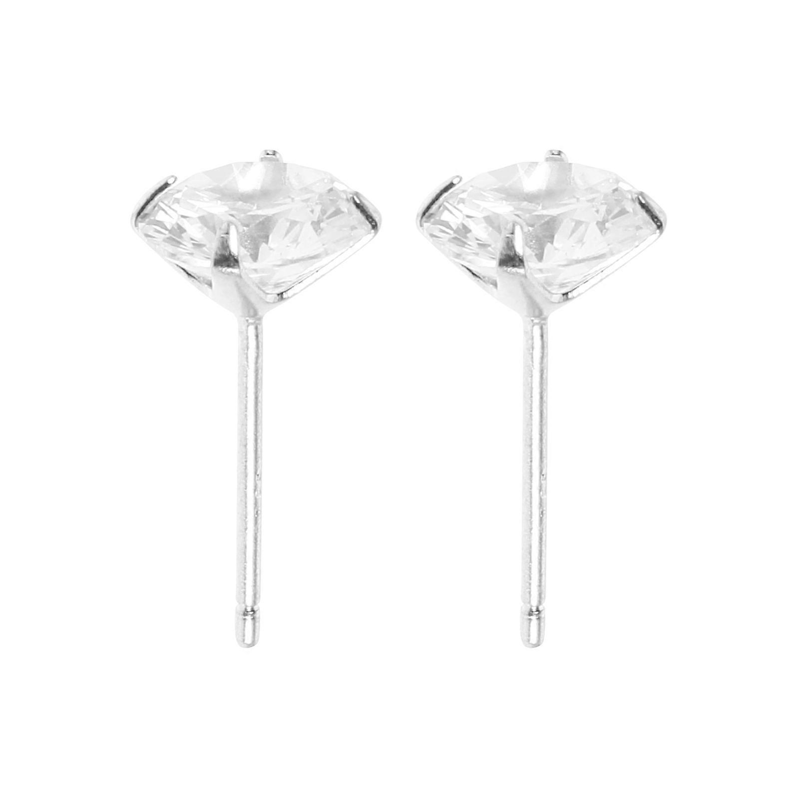 Lightweight Four Prong Zircon Stud Earrings Unisex Silver Fashion Jewelry Comfortable Everyday Wear Pierced Ears Accessory