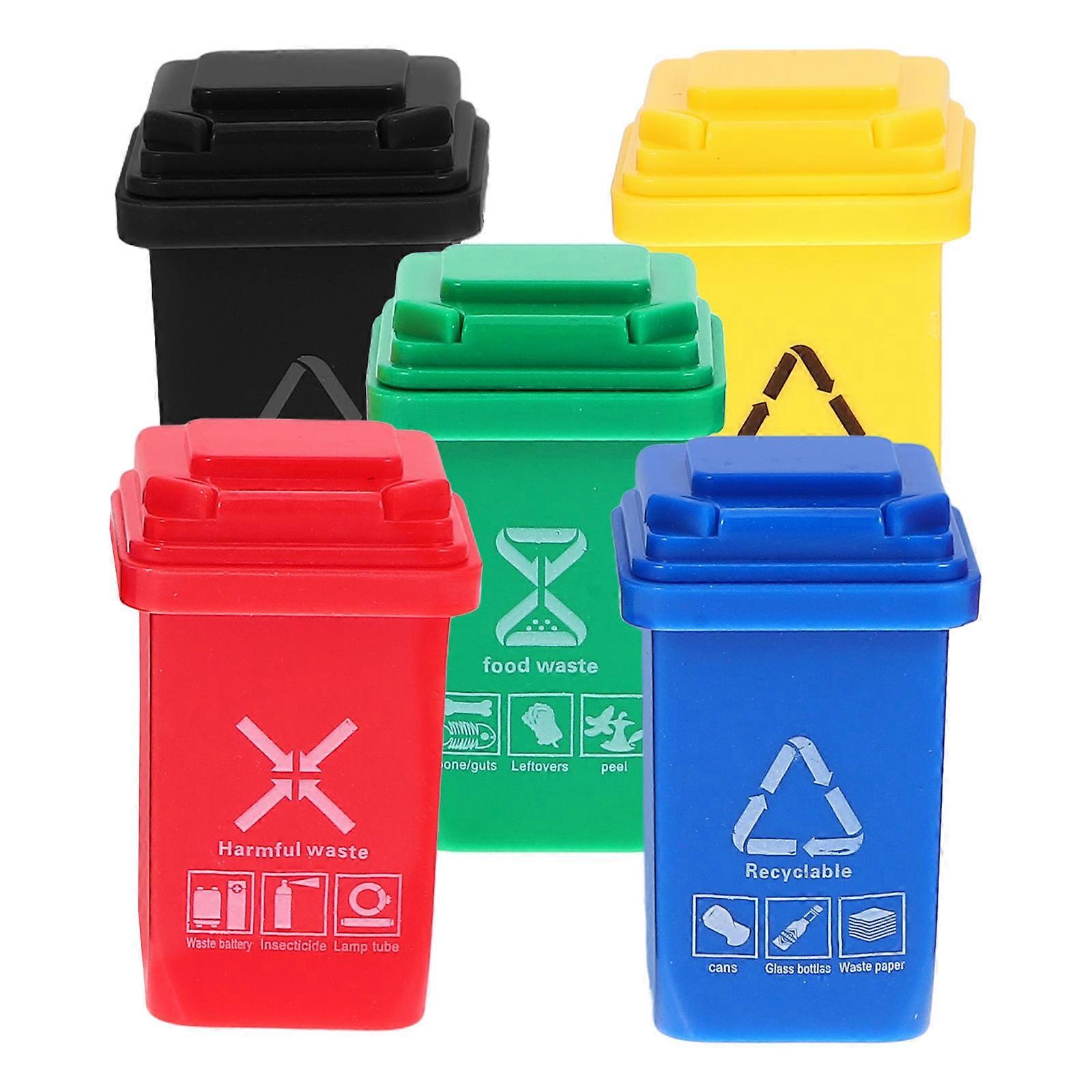Kids Mini Toy Trash Cans Mini Trash Can Model Decorative Diy Projects Assorted .00X3.00X2.50CM 5Set