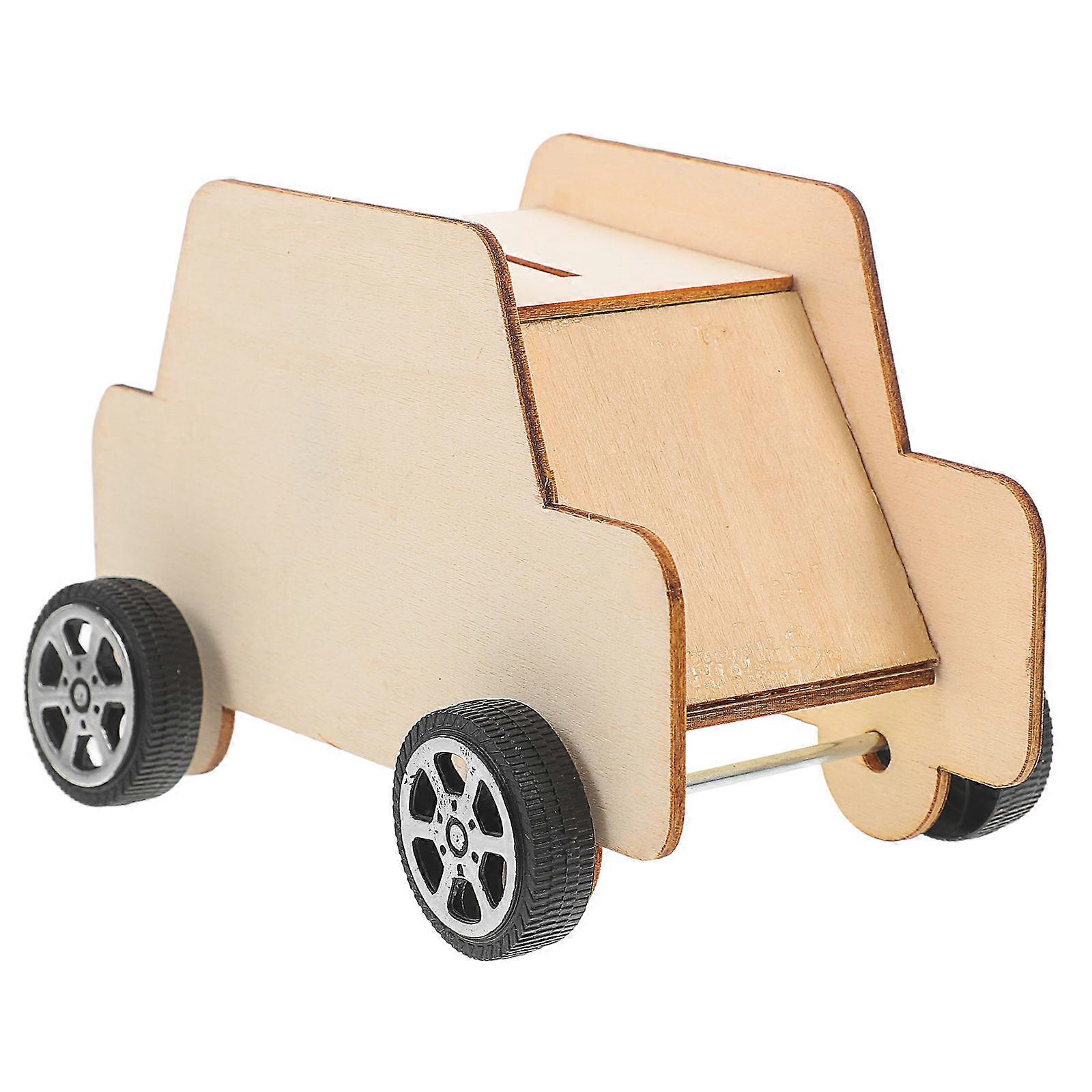 Wooden Car Shape Piggy Bank Set 5pcs Unfinished Coin Saving Jars for DIY Painting and Family Fun Activity