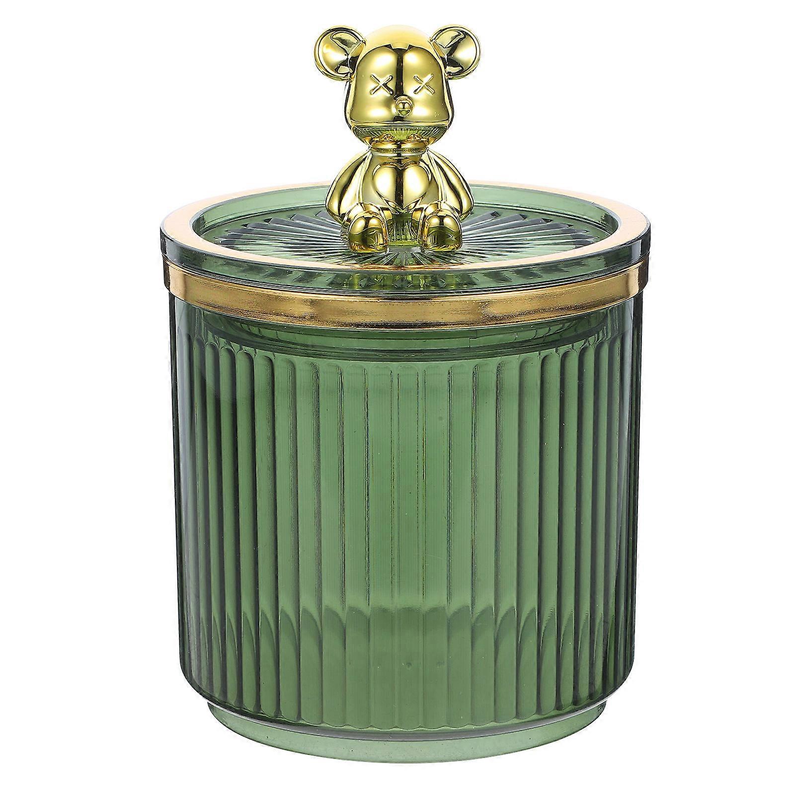 Cute Candy Jar Storage Container Round Shape Astronaut Rabbit Lid Green For Living Room 1Pack