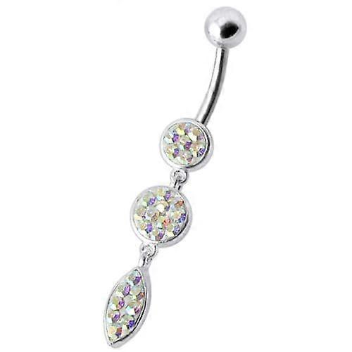 Fancy Pressure Setting Jewelled Dangling Belly Ring