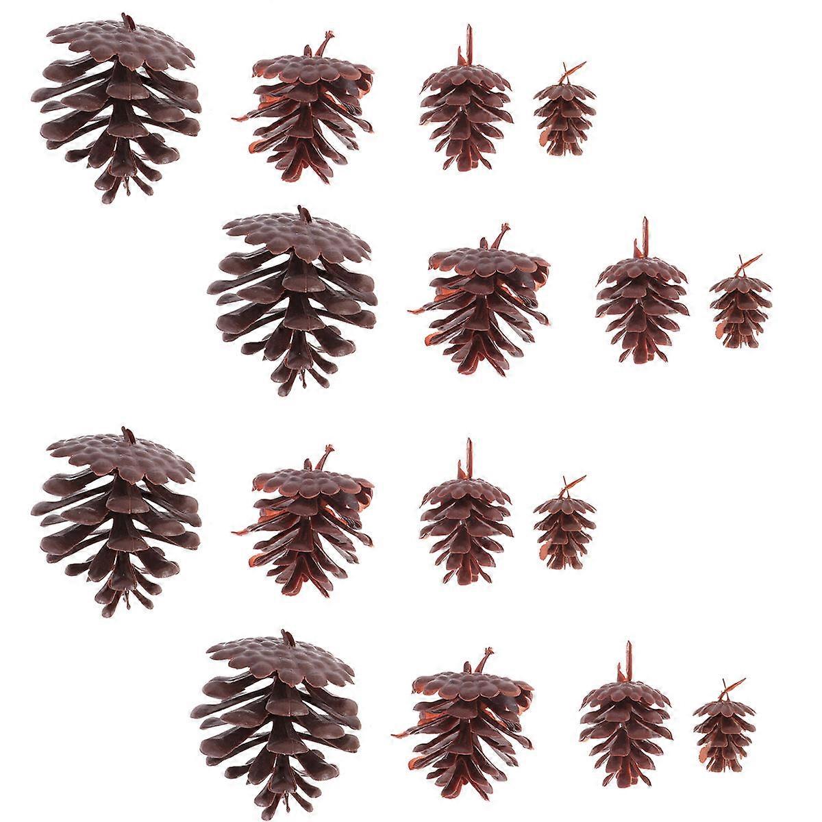 Mini Pine Cones For Crafts Plastic Simulation Large Small Pine Cone Combinations Dark Brown 3.5cm Daily Life Use 40Pcs