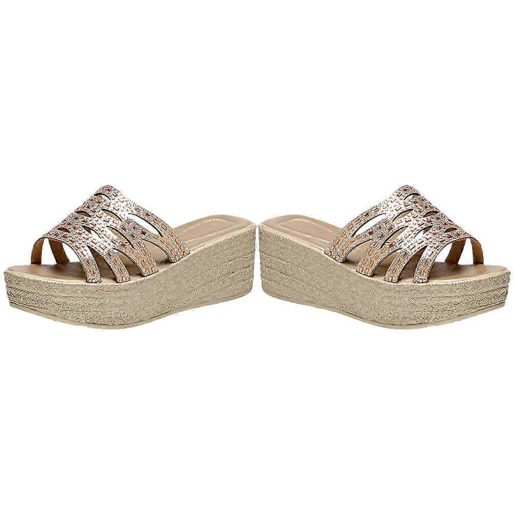 Sandals Golden Platform Wedge Summer Style Work Comfortable 1Pair