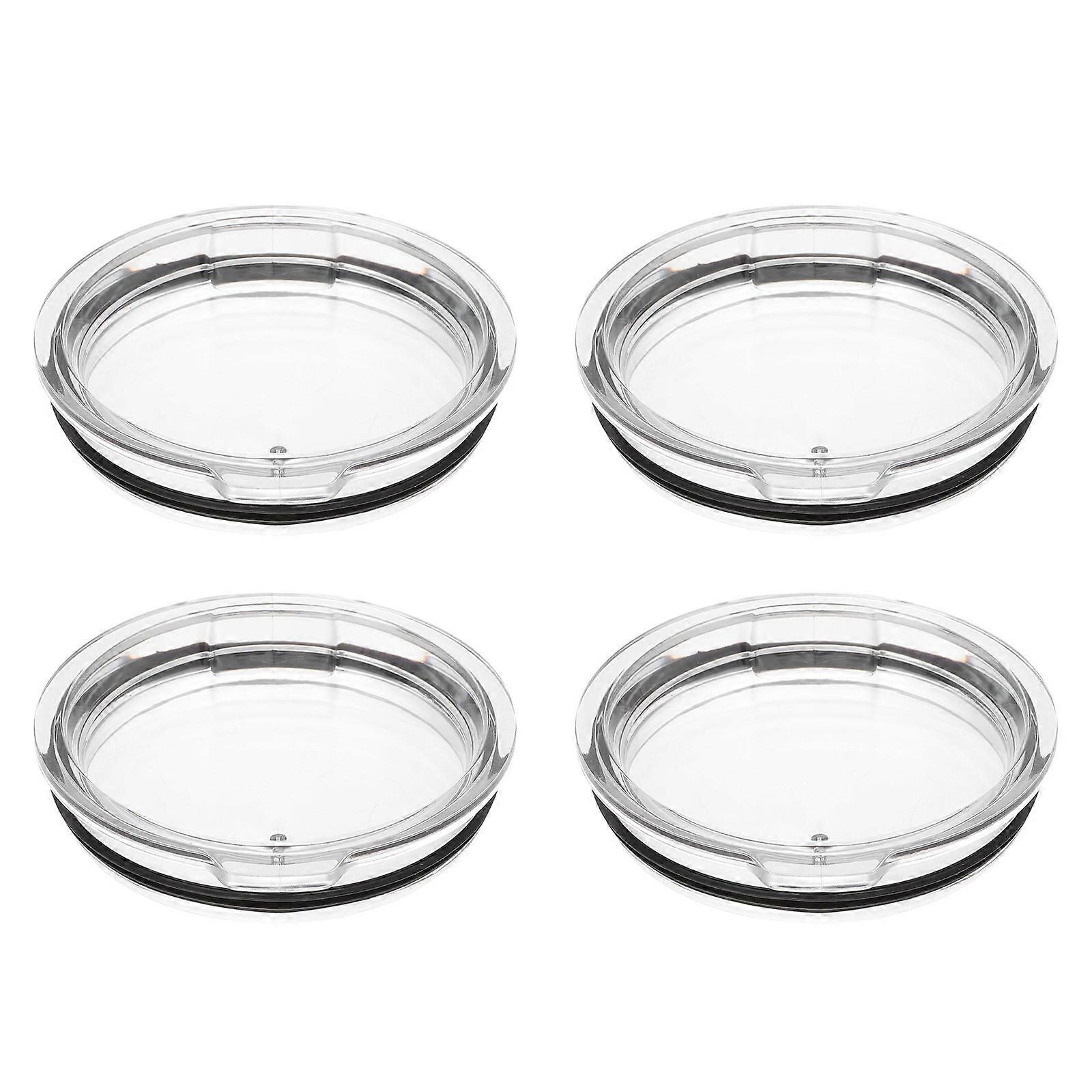 4pcs Airtight Spill Resistant Tumbler Lids with Smooth Surface, Flexible Fit for Wide Mouth Cups at Home, Office, School