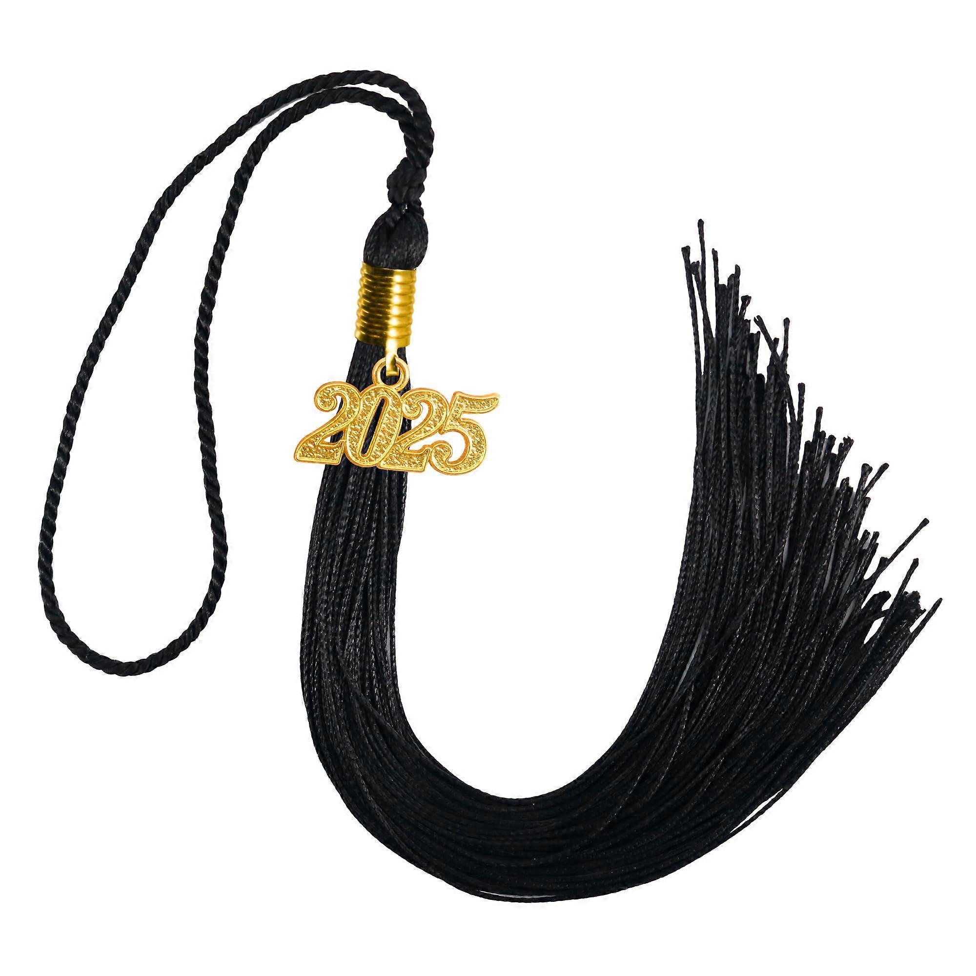 Tassel with 2025 Year Pendant for Graduation Cap - 9 Inch Black in Single & Multiple Colors for Bachelor and Master Degrees