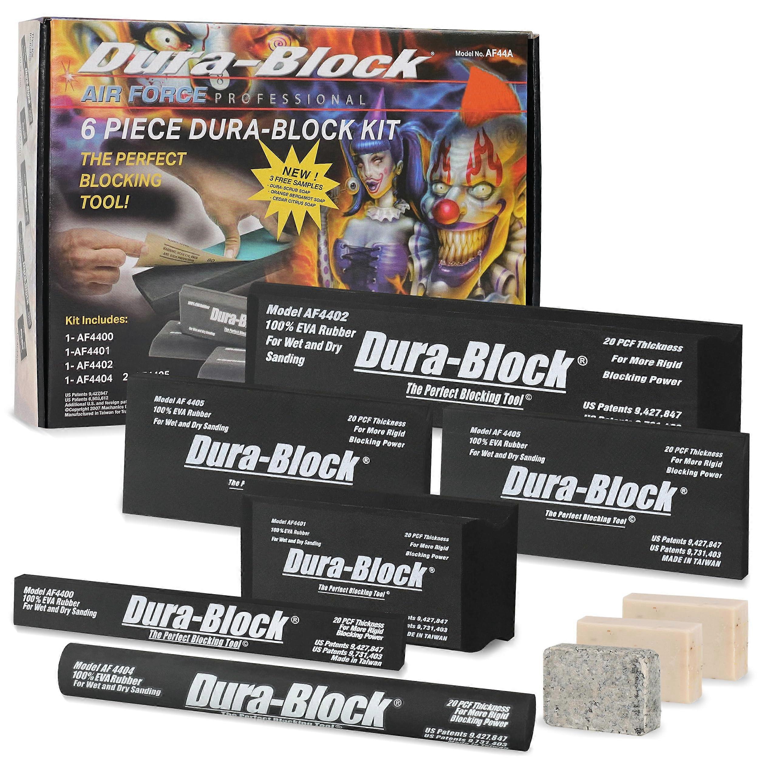 Set of 6 EVA Foam Sanding Blocks for Automotive Body Work Wet or Dry PSA Attachment Flexible Material 2x4 Inches