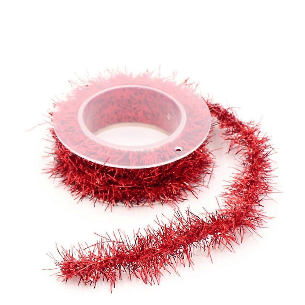 5 Rolls 1.5m Christmas Tel Garland, Red Metallic for Tree Decorations