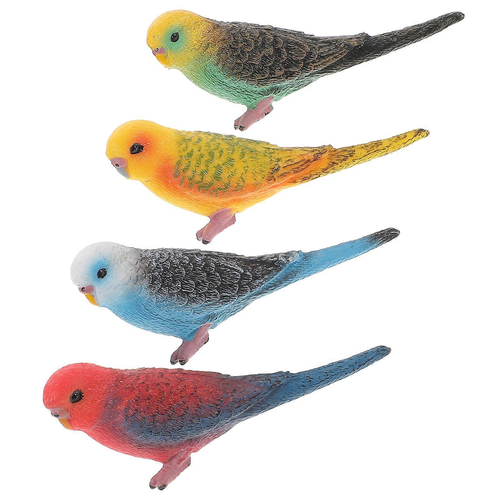 Decorative Bird Models Parrot Figurines Bird Themed Party Yellow Color 7.8X3.5X2.5CM Parrot Shape Children 4Pcs