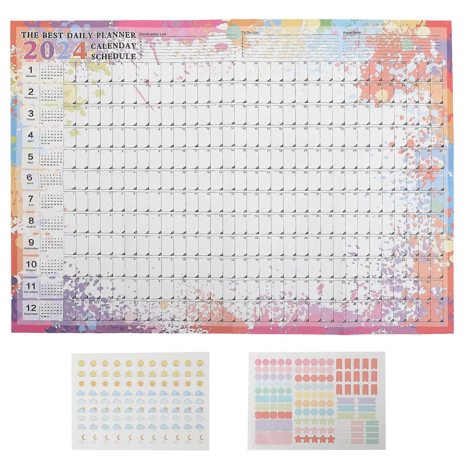 Agenda Calendar Simple Design Daily Planner Yearly Schedule Calendar Home Office School Gym 74.2X52.5CM Memo Recording 1 Set