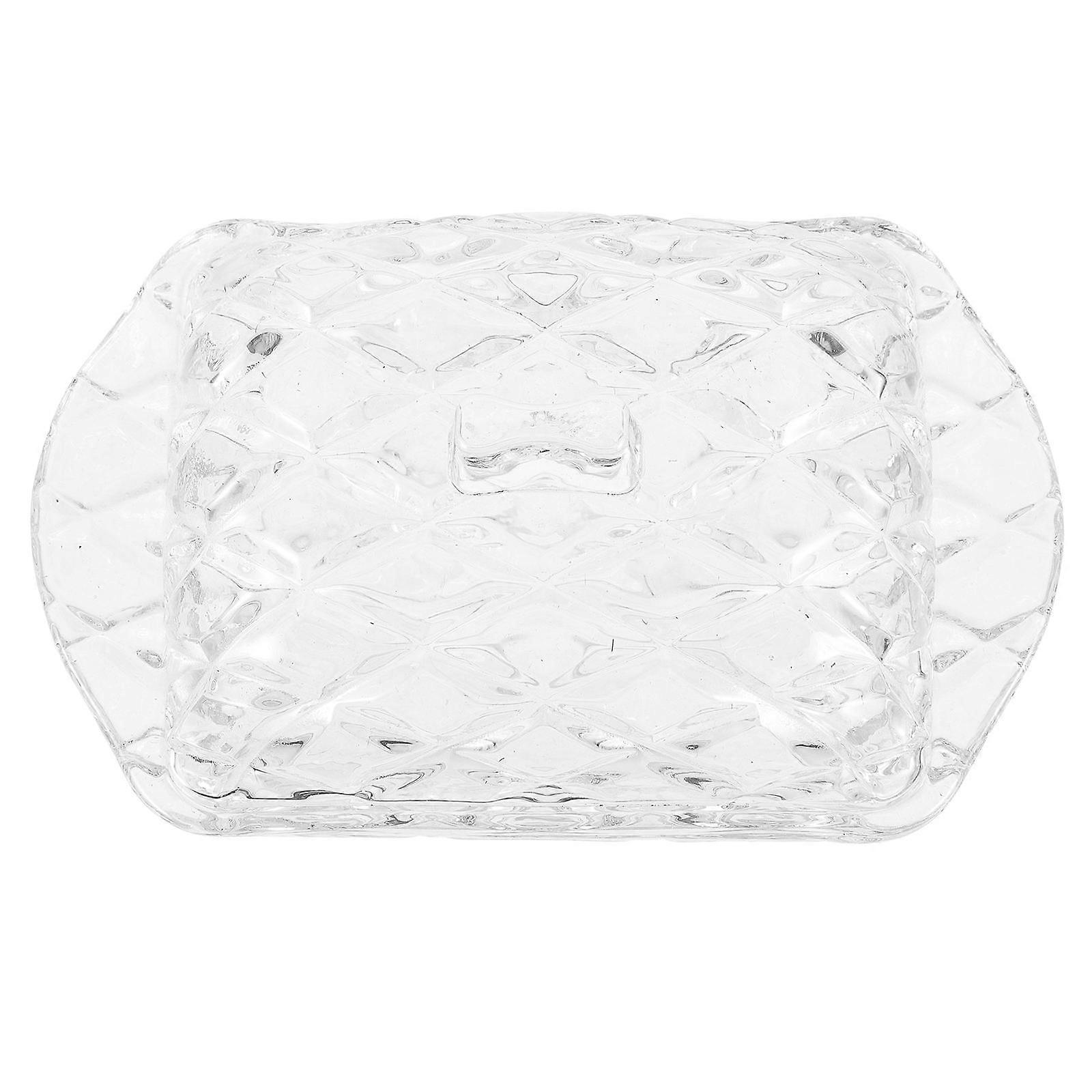 Snack Tray With Lid Glass Dessert Plate For Home Use 16.8x10.5cm Reusable 1Pcs