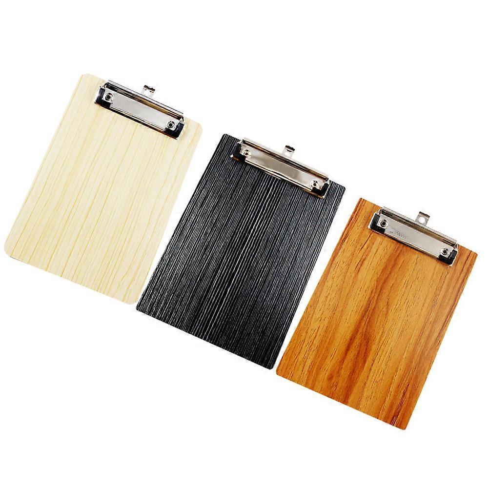 Office Use Wooden Writing Board Clipboard Featuring 3Pcs Portable Clips
