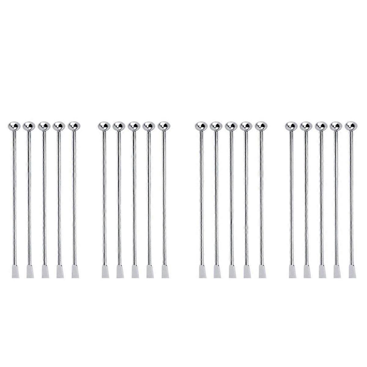 20 Pcs Reusable Swizzle Sticks Coffee Stirrers Beverage Stir Sticks Stainless Steel Cocktail Swizzle