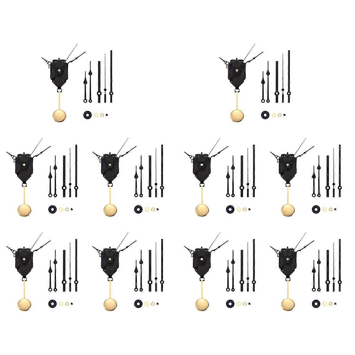 10X DIY Pendulum Clock Movement Mechanism with 30 Pairs Different Hands Quartz Repair Shaft Wall Clo