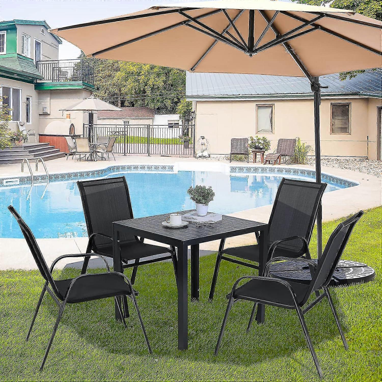 Suitable for Various Brands Square Garden Table, Outdoor Dining Table, Aluminum Frame, Composite Wood Table Top, Weatherproof, Stable and Ea