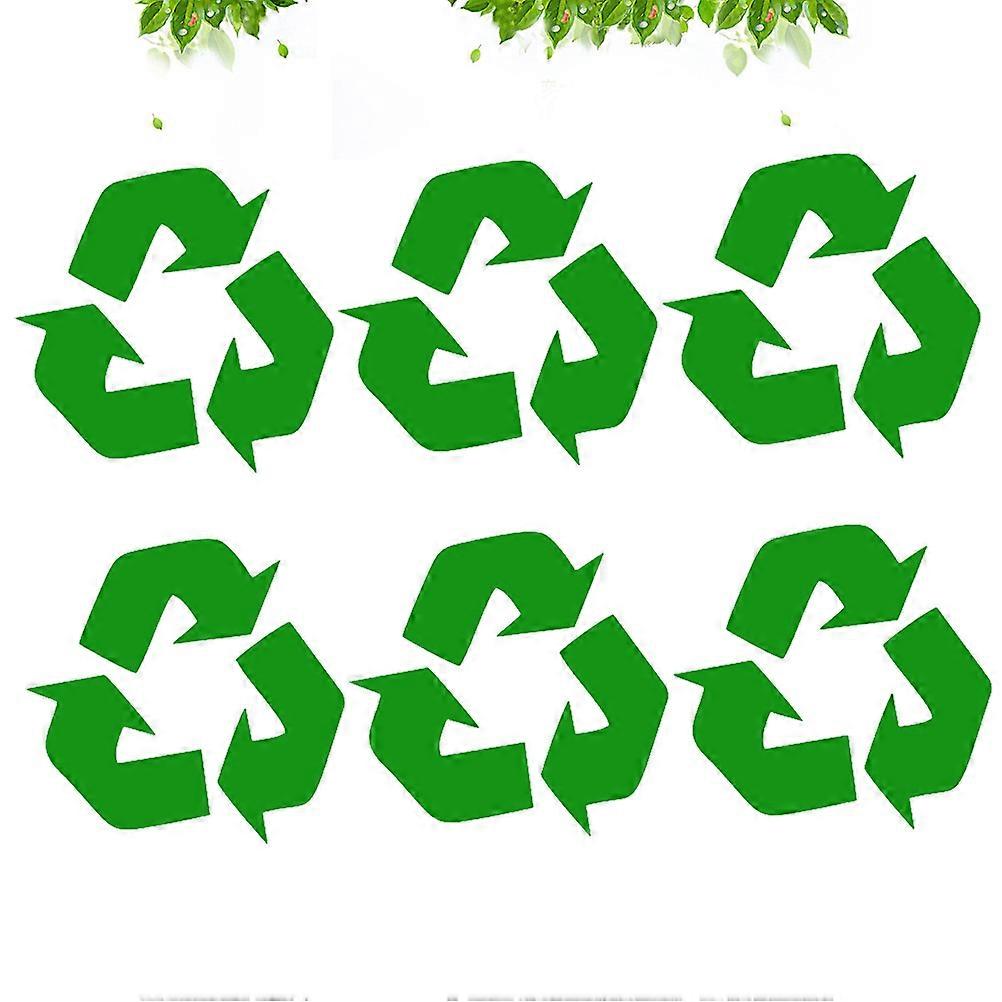 Recycle Bin Stickers Recycle Symbol Trashcan Decal Trash Bin Outdoor Use Green 12.7x12.7cm Garbage Separation 6Pack