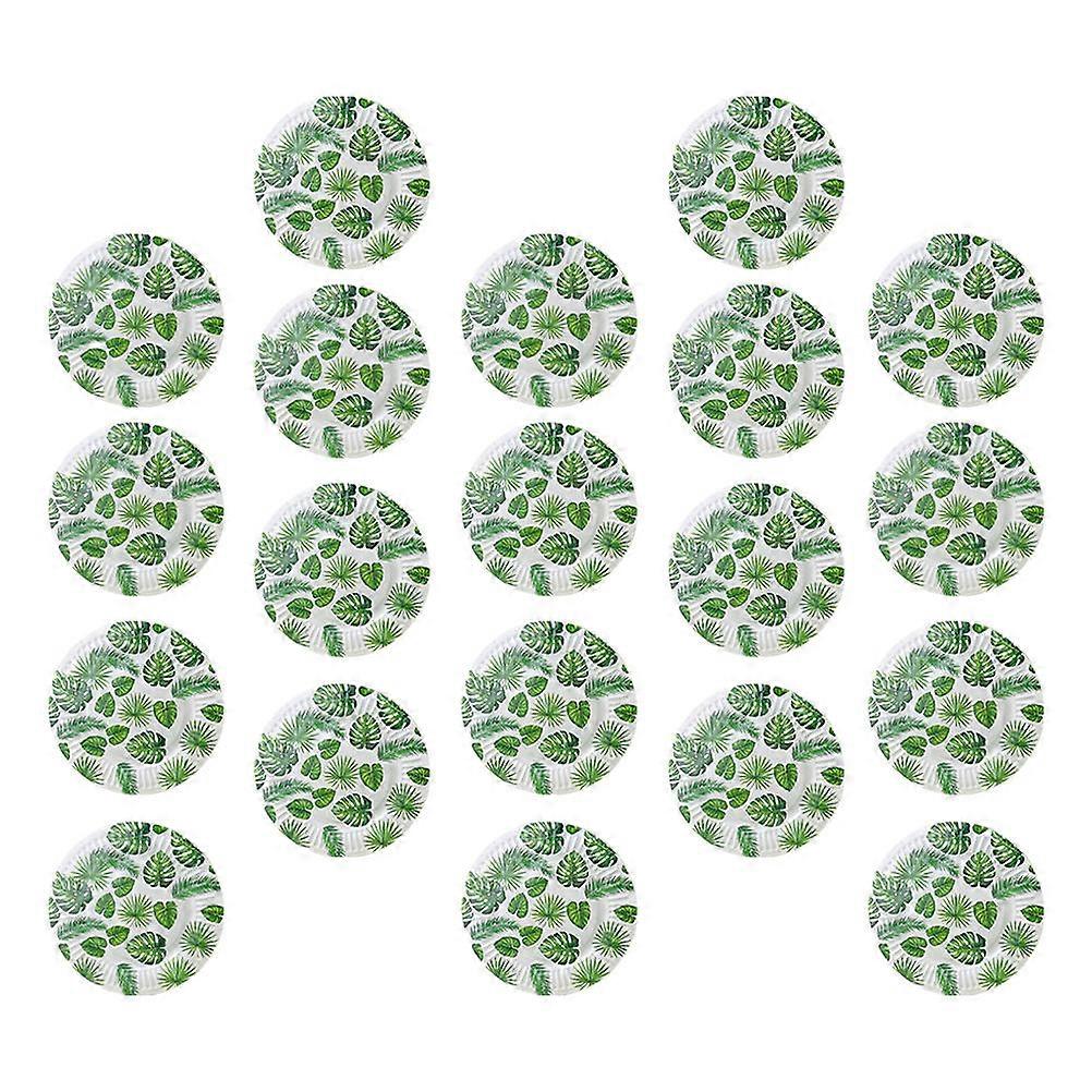 Festive Paper Plates 20Pcs 9.3x9.3x0.4in Green Color For Tropical Events And Parties
