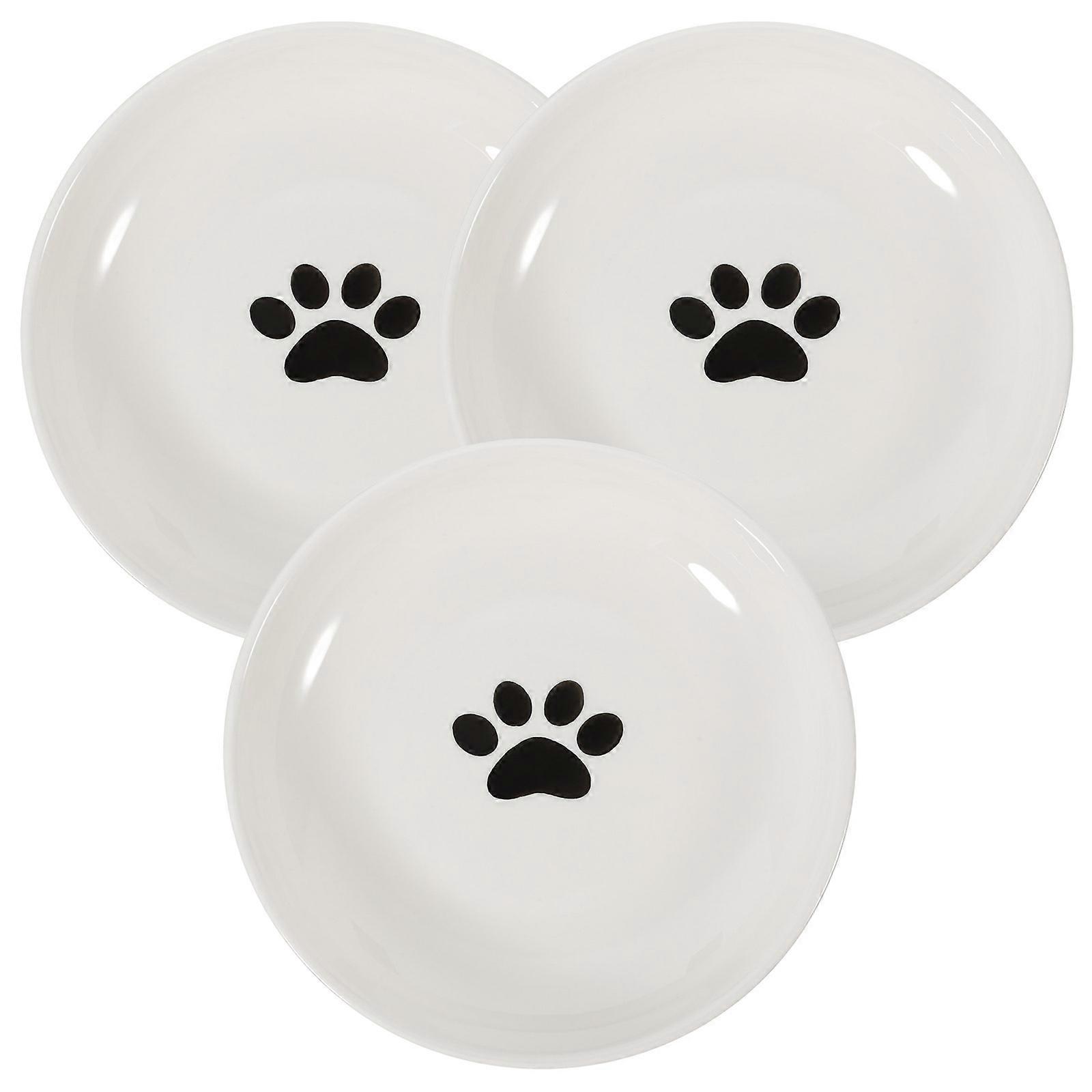 Kitten Bowl Ceramic Cat Bowls Non-Slip Feeding Dishes for Cats Home Use 3Pcs