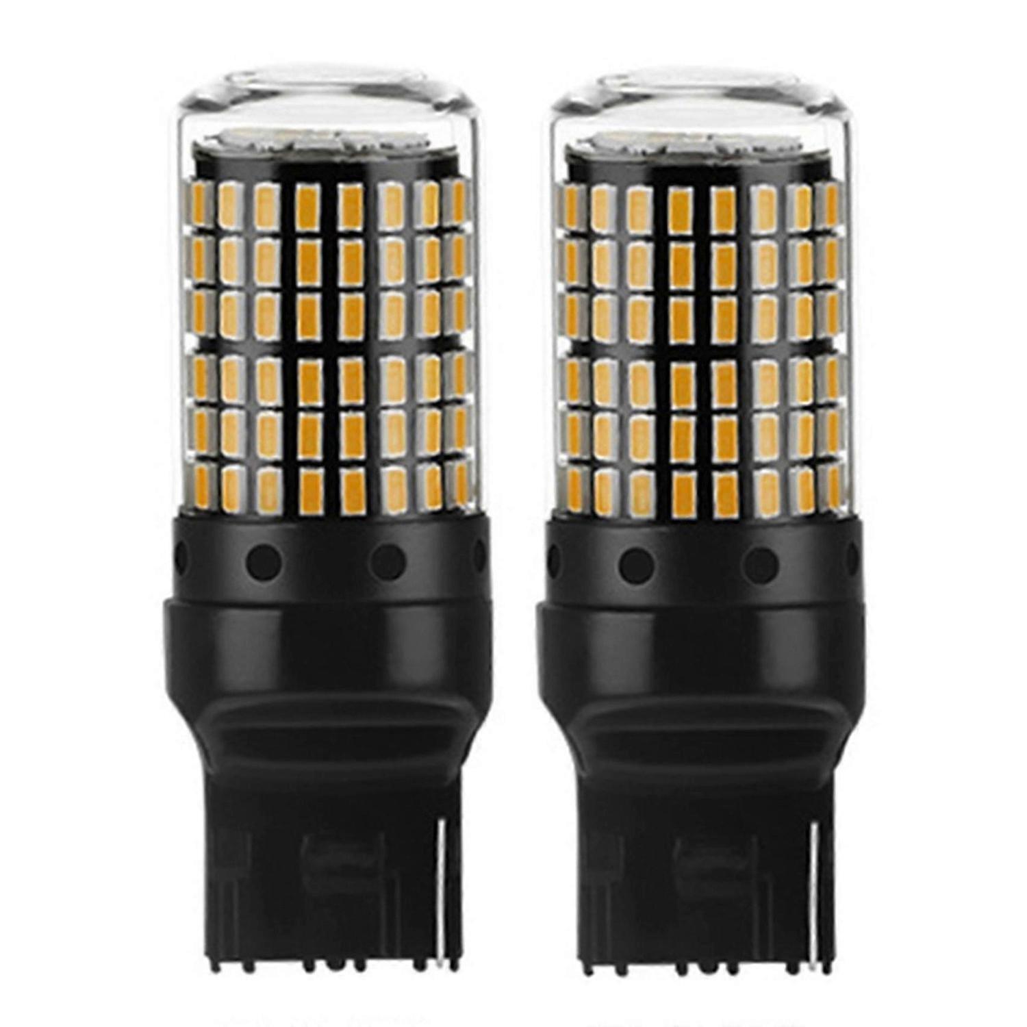 2stk Bil Led Pærer 3157 P27-7w T25 Led P27w Canbus Lampe Gul