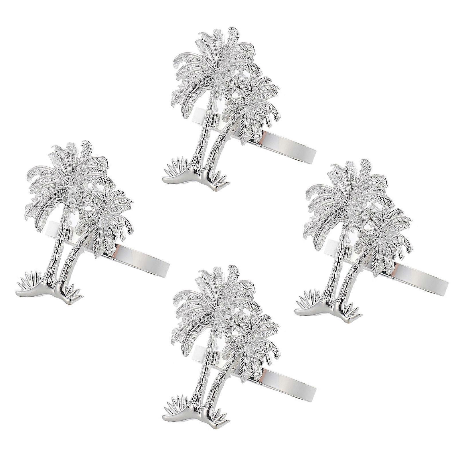 Creative Napkin Rings Electroplated Design Coconut Palm Tree Shape Hotel Use 2 16x1 77x1 77in 4Pcs