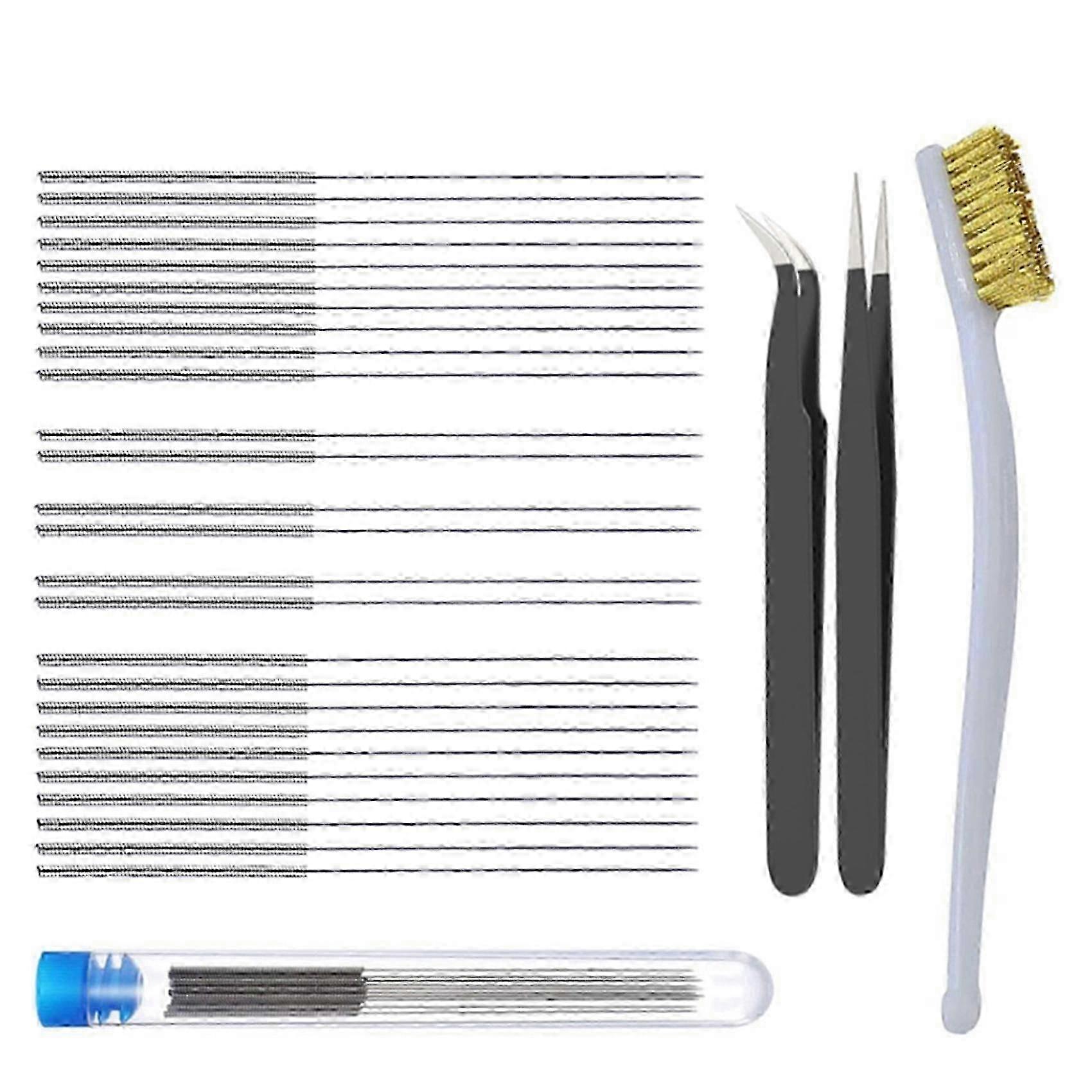 30Pcs Bendable Nozzle Cleaner Tool for 3D Printers with Cleaning Needles and Tweezers