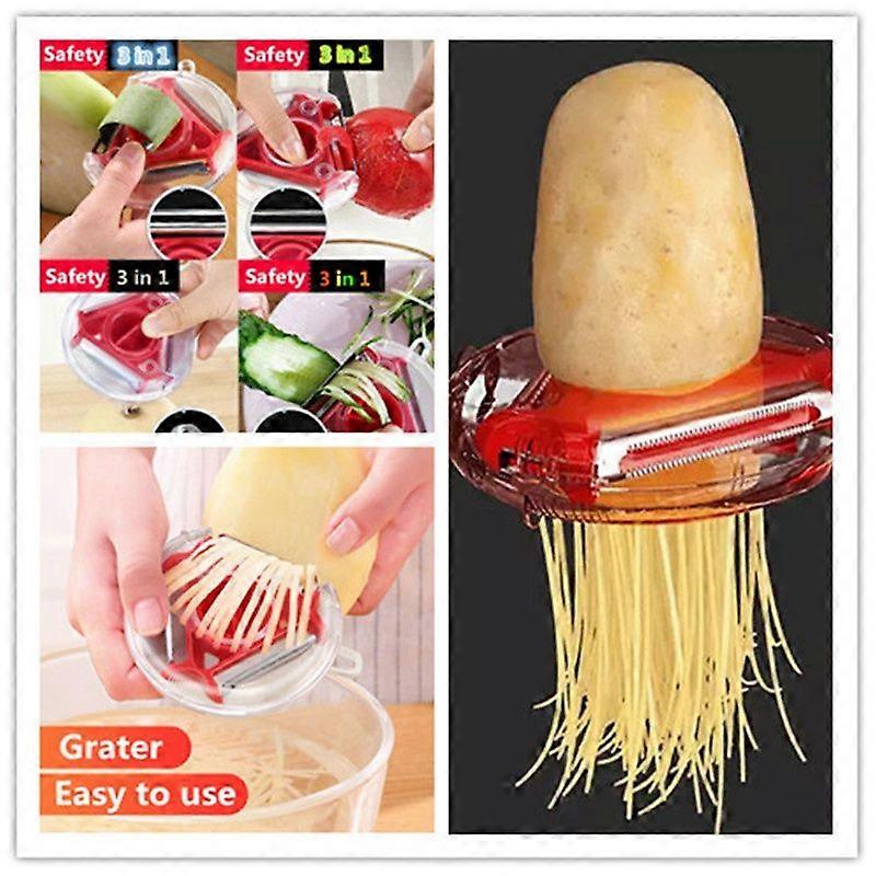 High-quality Multifunctional Three-in-one Peeler Potato Cucumber Carrot Grater Shredder Peeler Vegetable and Fruit Peeler Double Planer Shredder Kitch