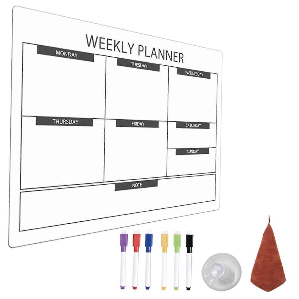 1Satz Magnetic Planning Board For Fridge - Dry-Erase Whiteboard With Markers, Sturdy Material, Home And Office