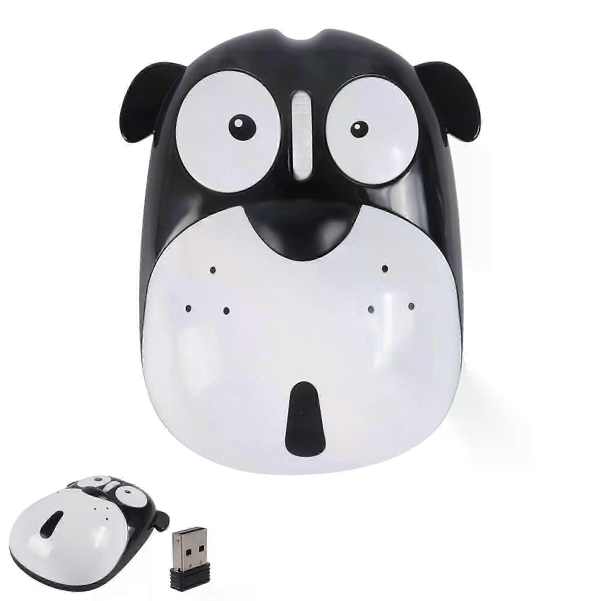 Wireless 2.4G Rechargeable Mouse Cute Dog Mute Button Both Hands for Small Hand Office Use Gift for Girls and Kids