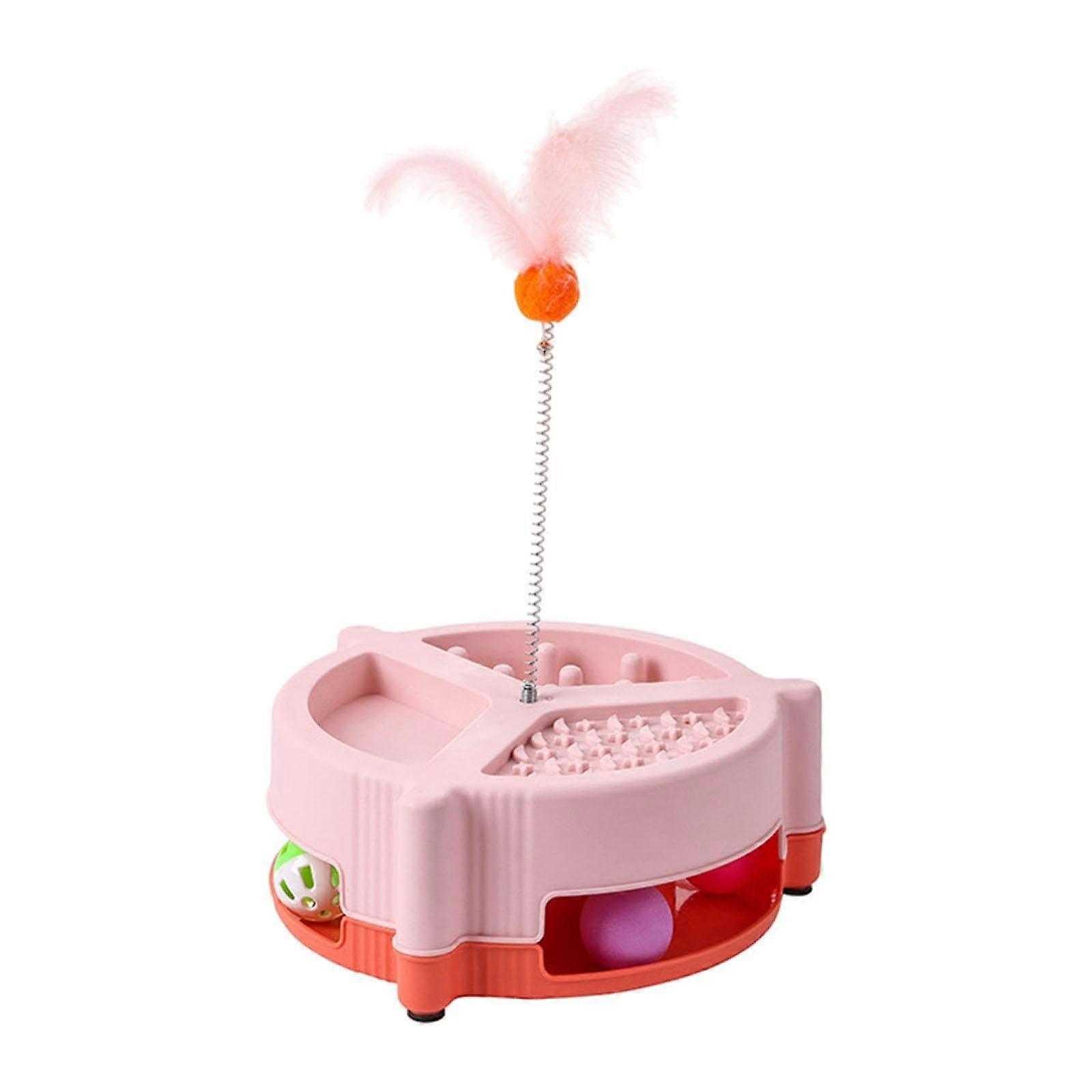 Cat Toy Roller Track Interactive Self-Play Game with Turntable Ball for Cats, Red Color, Durable Design for Scratching