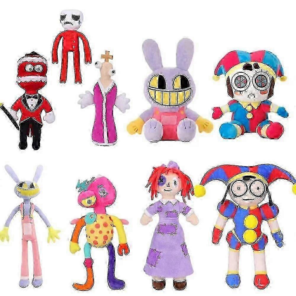 8pcs Amazing Digital Circus Pomni Jax Plush Cartoon Rabbit Doll Stuffed Toys for Kids Christmas Gifts