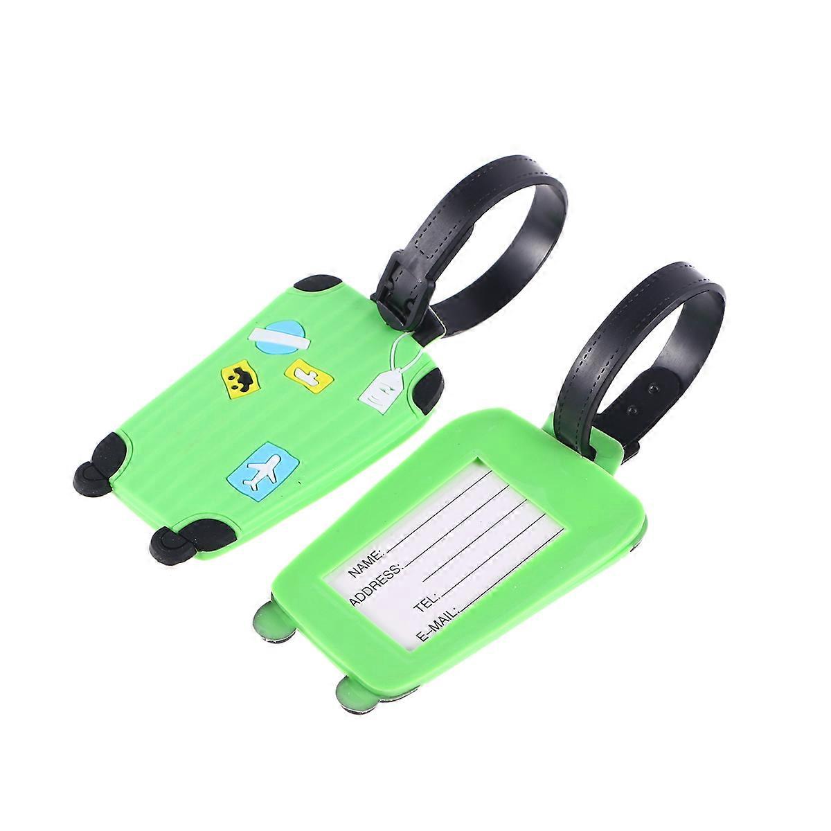 Journey Luggage Tag Travel Id Suitcase 2Pcs Green Rectangular Identification