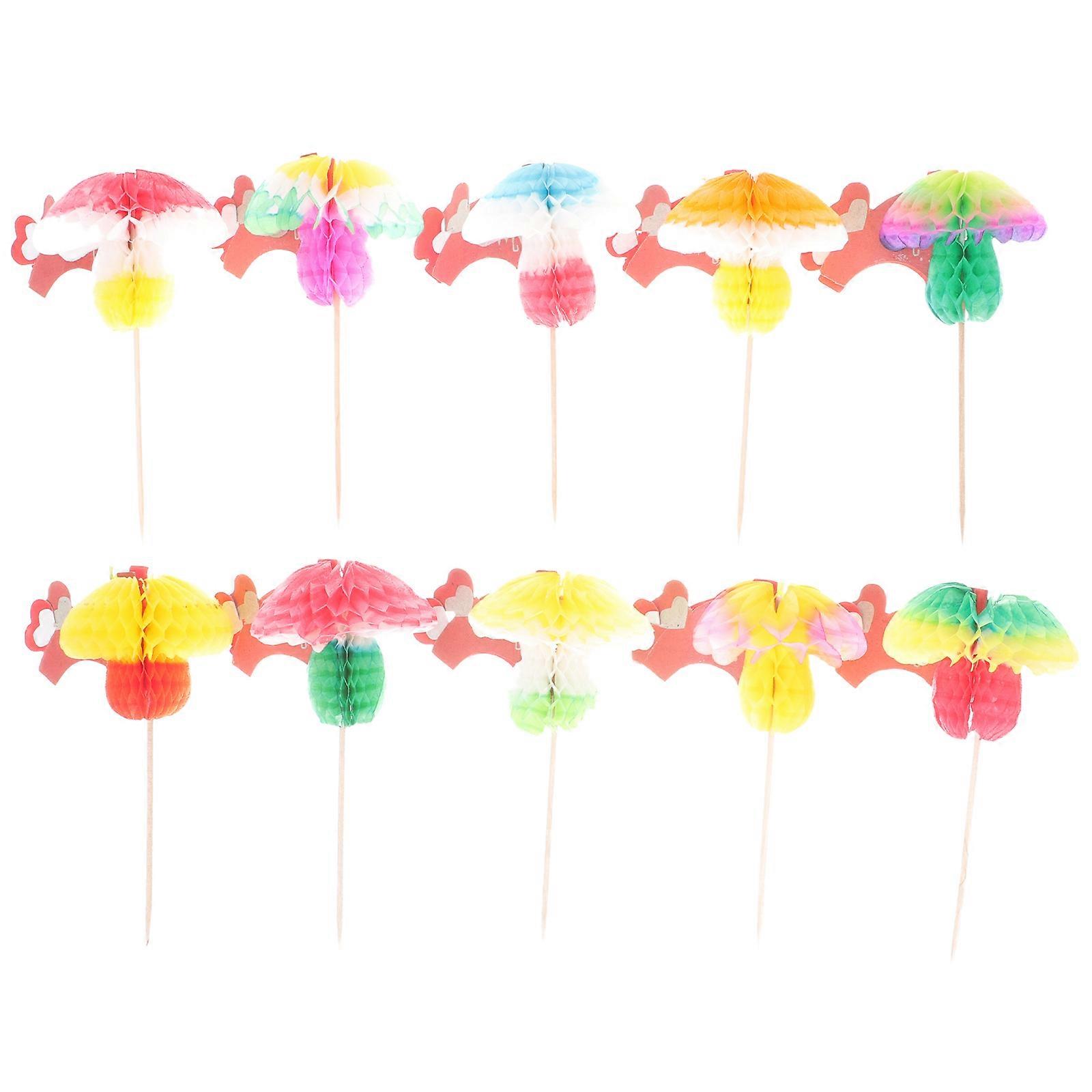Drinks Mushroom Umbrella Picks Fruit Ornaments Simple Design Home Users Bridal Shower 10.5x5cm 100Pcs