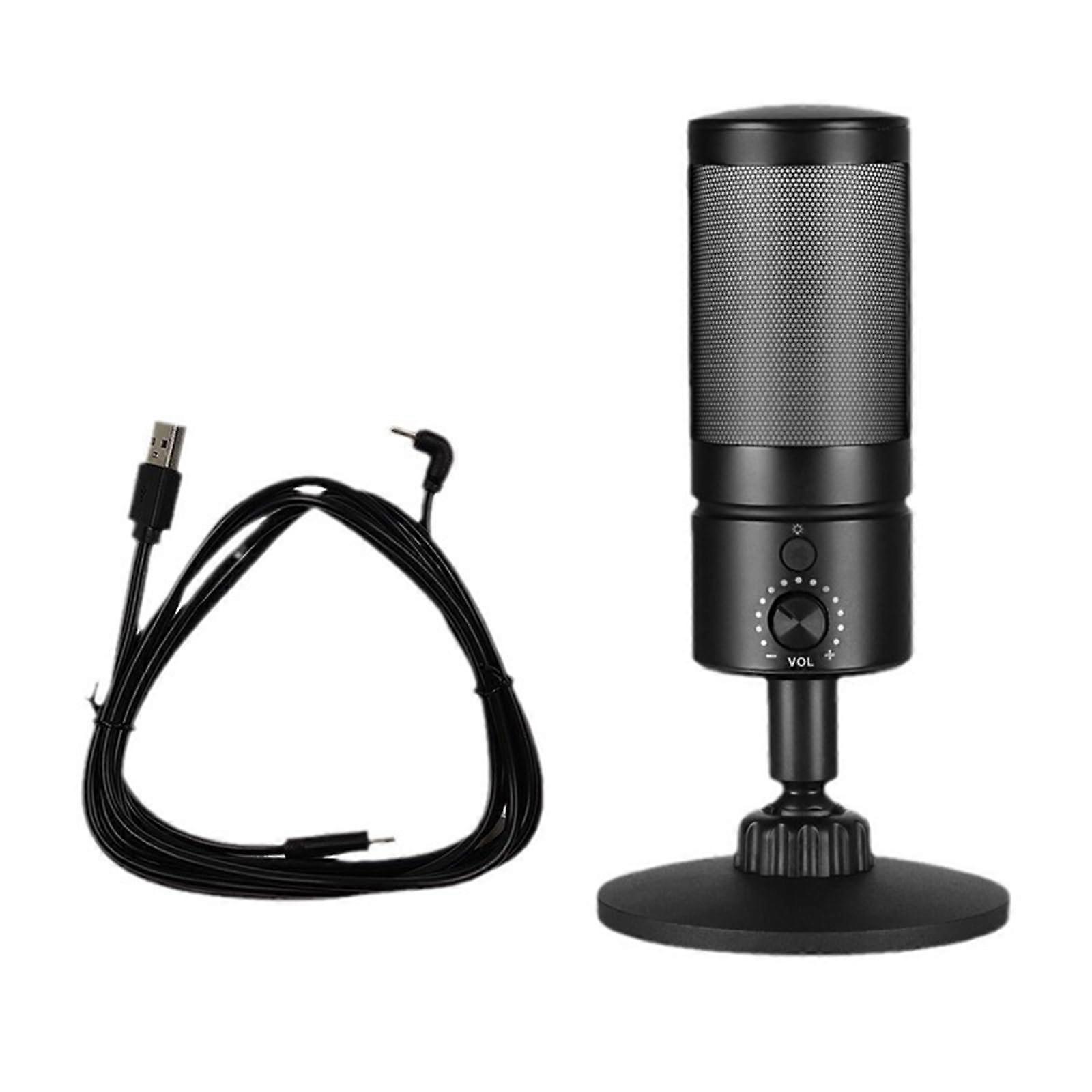 Desktop USB Microphone with Color Lights and Mute Button Condenser Mic for Recording on Multiple Devices