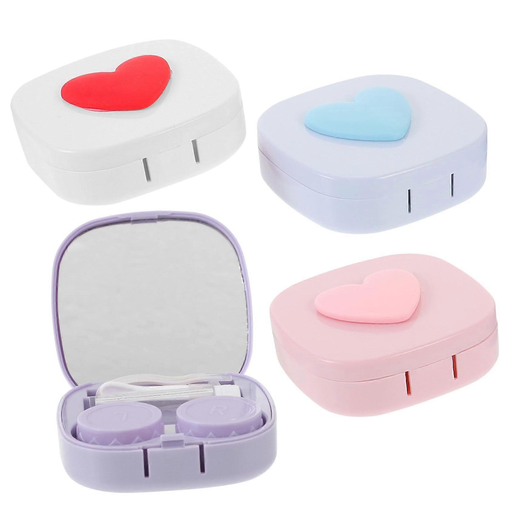 4piece contact lens case with mirror, lens holder, small makeup lens storage box, leakproof and durable for travel and class.