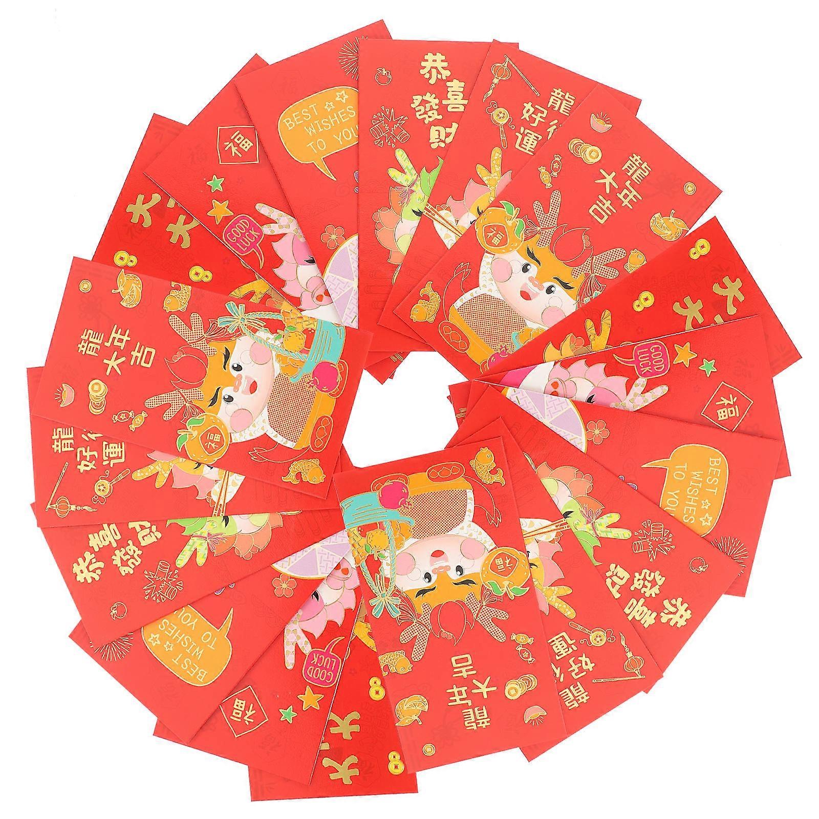 Chinese New Year Money Packet Red Envelopes Chinese Traditional Cash Storage 24Pcs