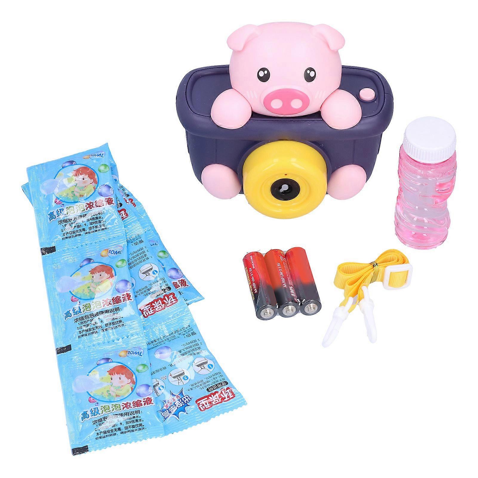 Pig Camera Bubble Machine Electric Bubble Blowing Toys Automatic Bubble Machine with Light Music