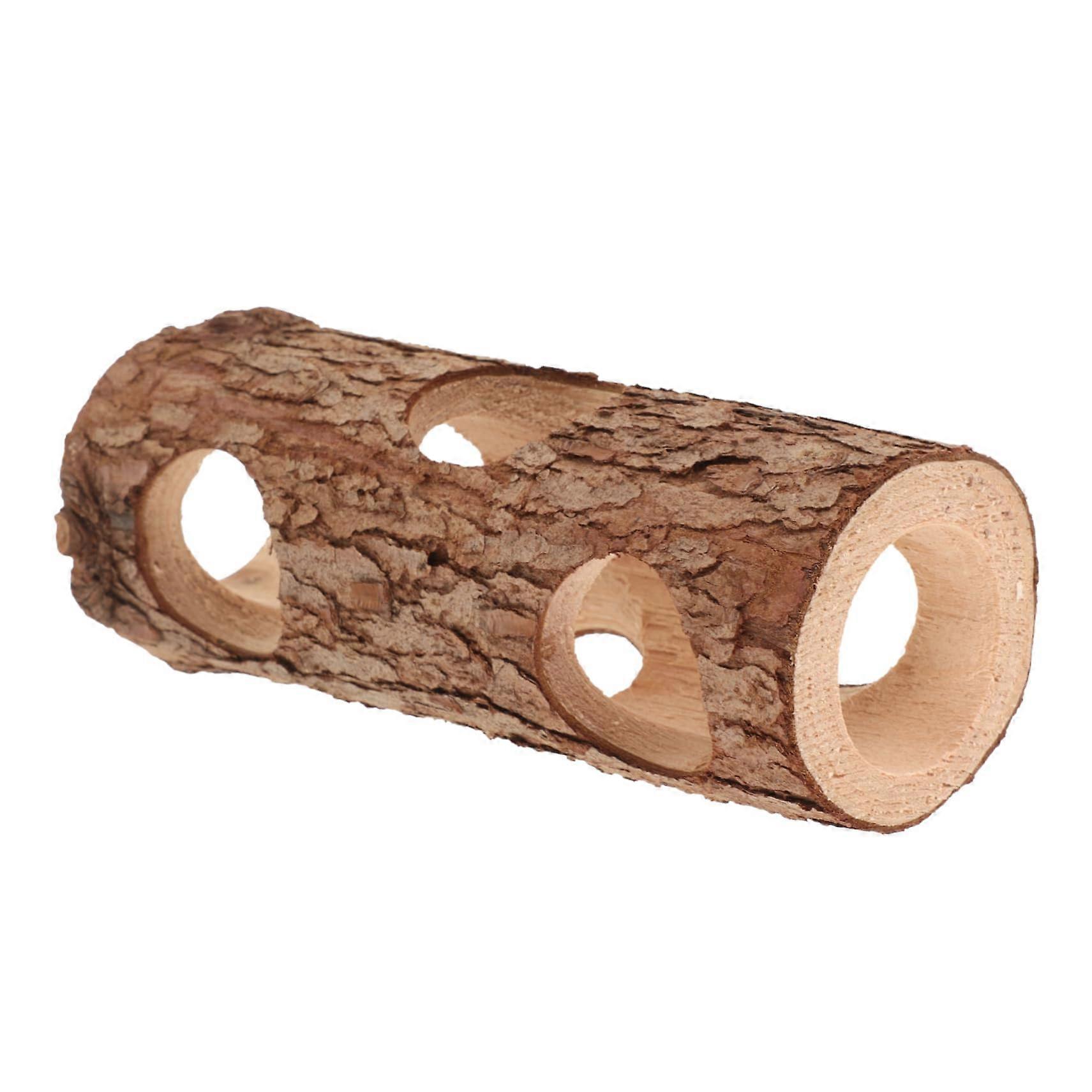 Massivholz Tier Tunnel Versteck für Meerschweinchen – Natürliche Holzstruktur, L 30cm x B 15cm, Haustier Spielzeug Versteck