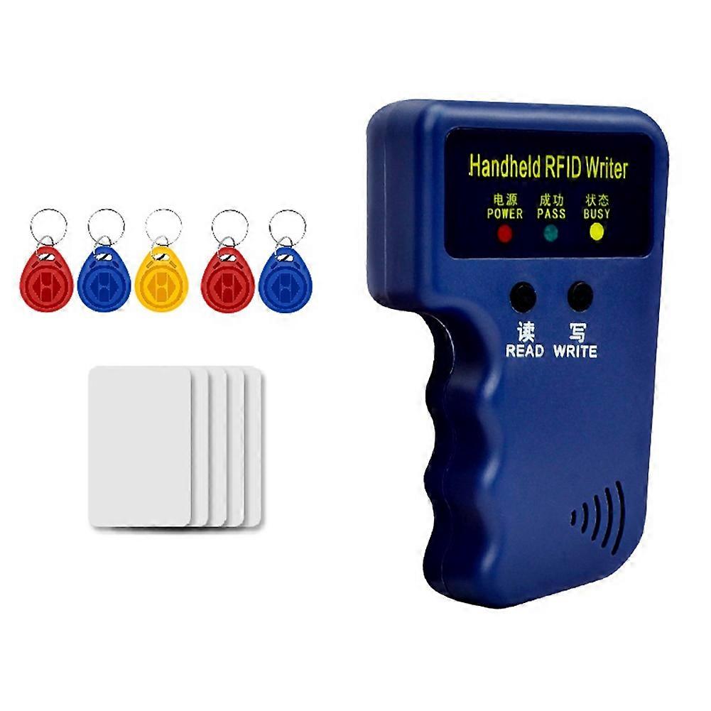 Handheld 125KHz RFID Card Reader Writer+5 Keyfob+5 Card Copier Writer Duplicator Programmer ID Card Copy EM4305 T5577