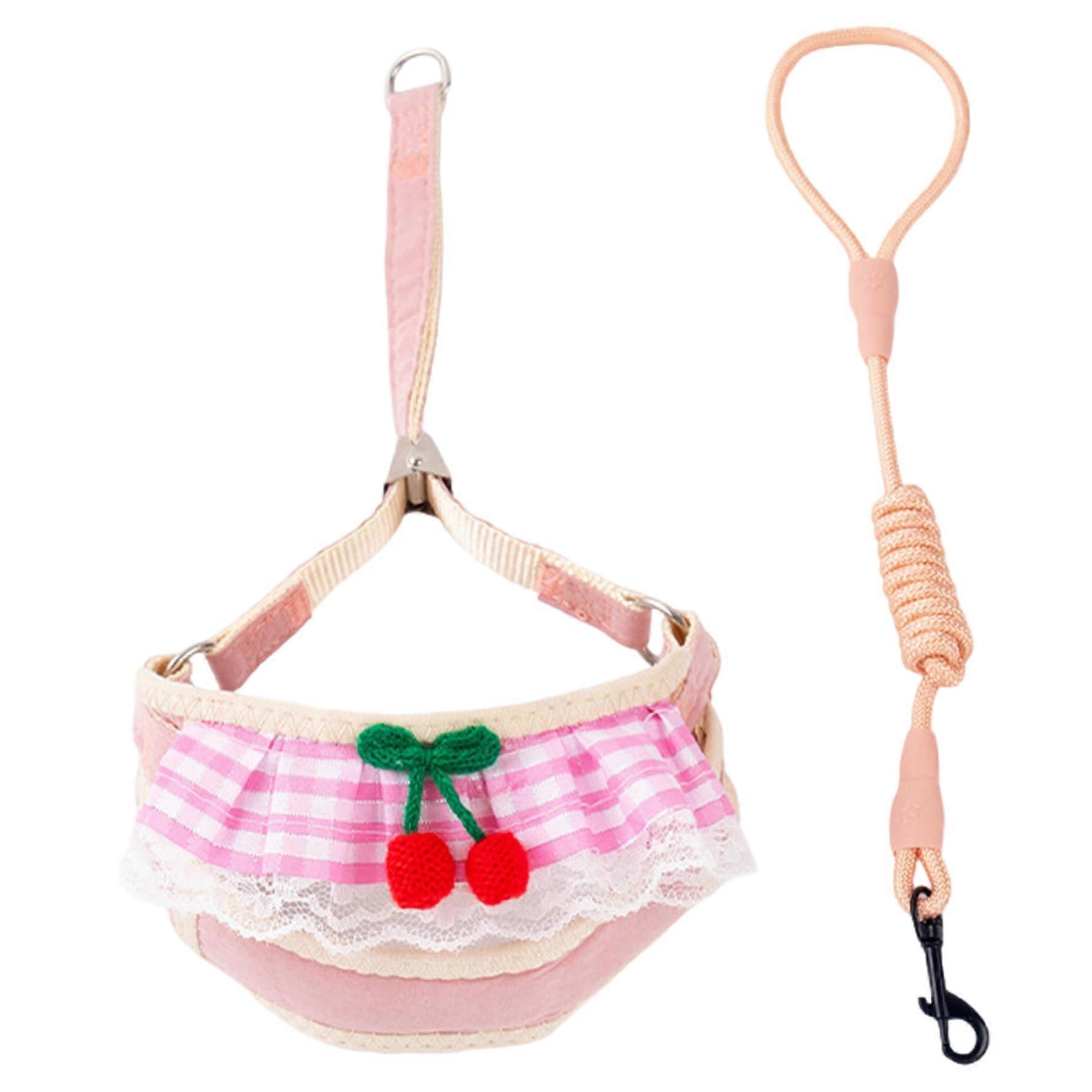 Dog Harness and Leash Set, Adjustable Design for Puppies, Soft and Breathable, Cherry Color, Size M for Walking and Training