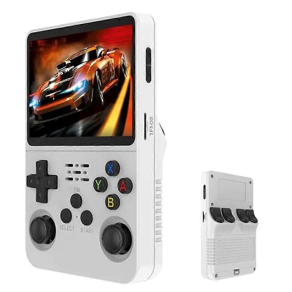 R36sオープンソースハンドヘルドゲームコンソール3.5インチHDポータブルレトロゲームデバイス、128GBメモリカードホワイト