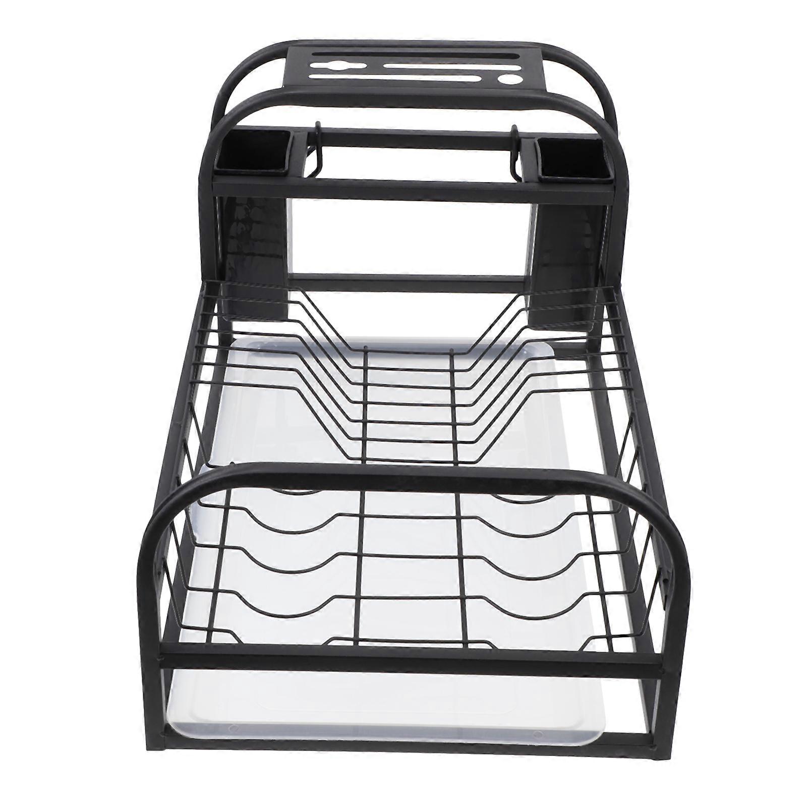 Dish Drying Basket Stainless Steel Kitchen Drainer Large Rust-Proof Dish Drainer Flat Bottom Double Layer With Drill Plate 1Pack